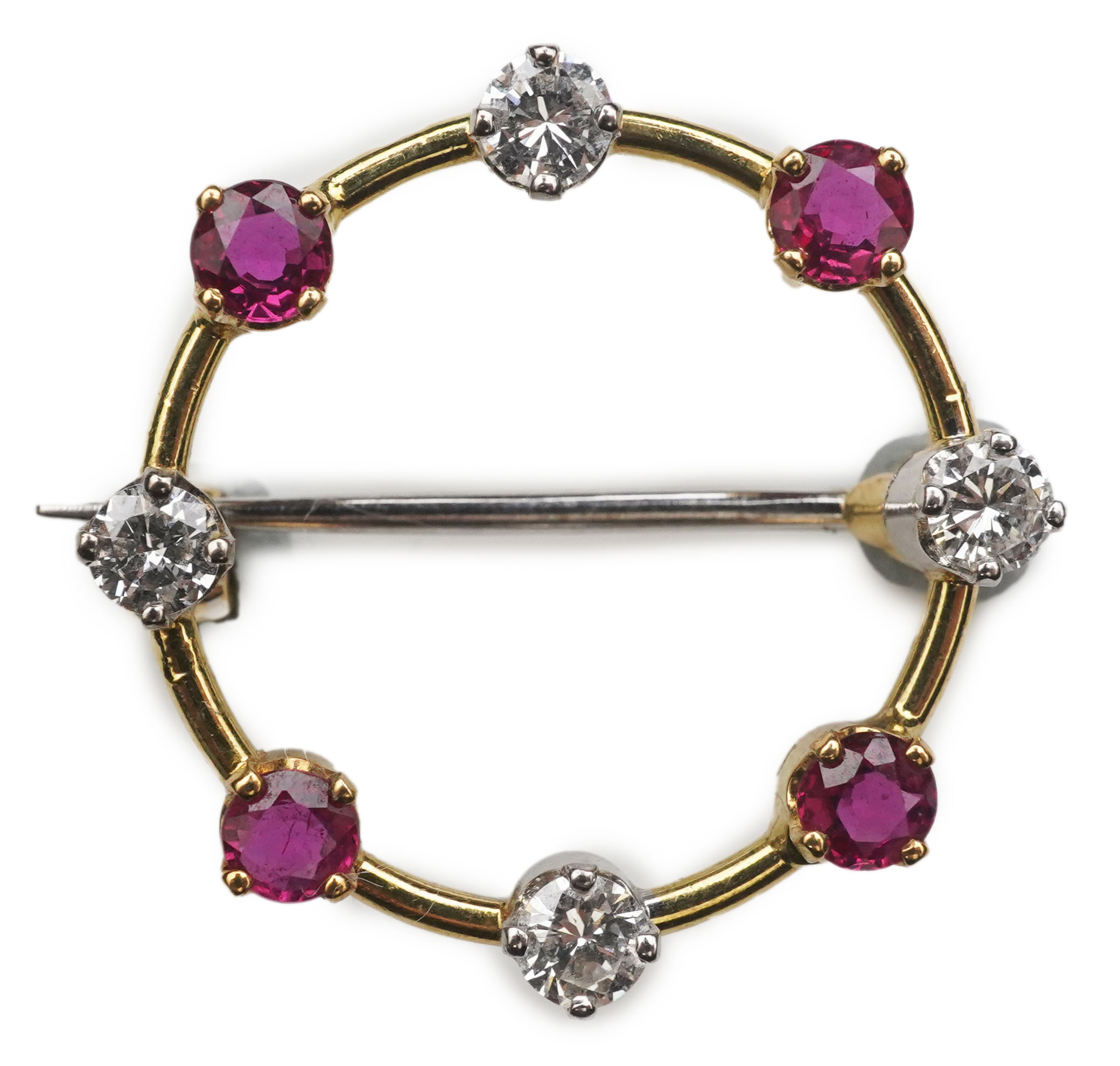 A ruby and diamond brooch